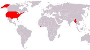 World map showing countries that use the imperial system highlighted in red. Image courtesy: Logix Insulated Concrete Forms Ltd.